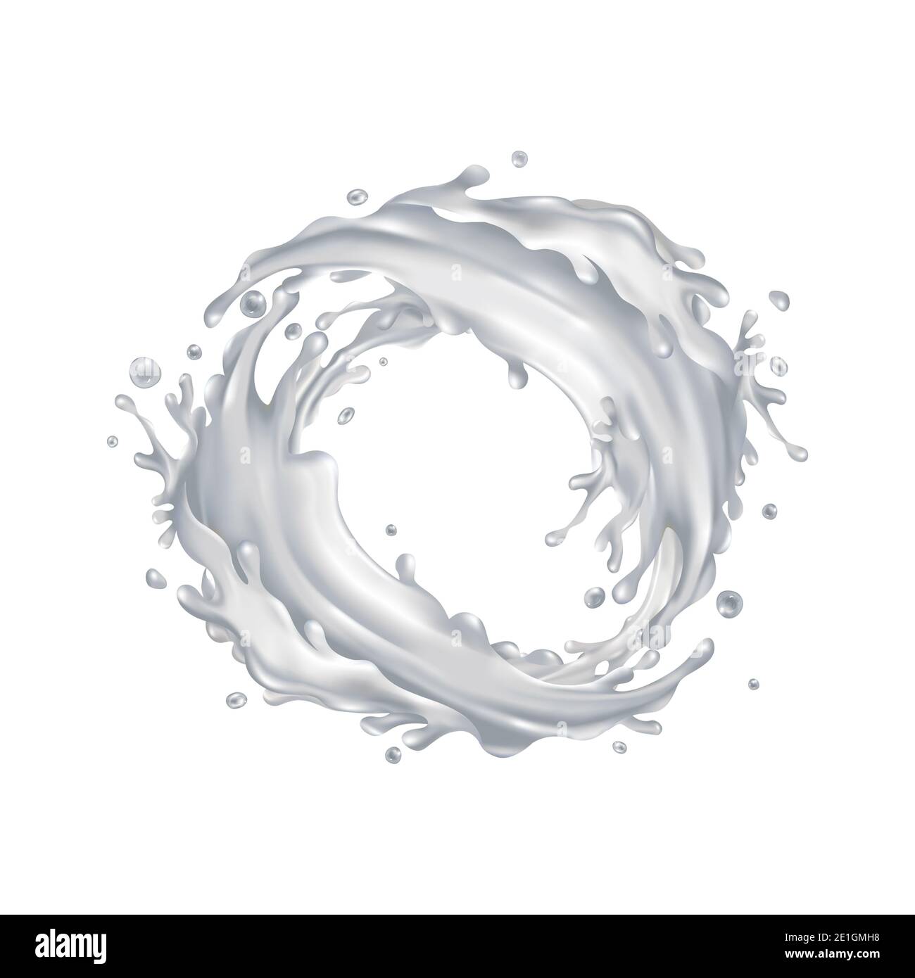 Milk splashes circle on a white background Stock Photo