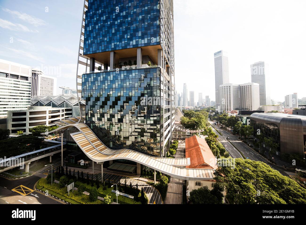 Exterior view of South Beach, a mixed-use development incorporating former military buildings, Singapore. Stock Photo