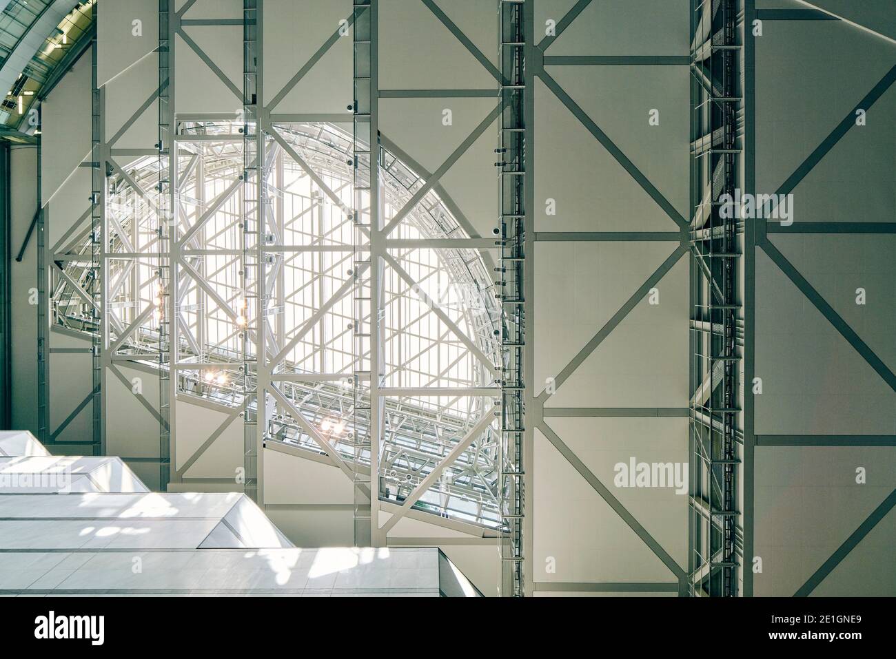 Interior view of ACROS (Asian Crossroads Over the Sea) Fukuoka Prefectural International Hall, Tenjin, Fukuoka, Japan, a centre of international, cultural and information exchange. Stock Photo