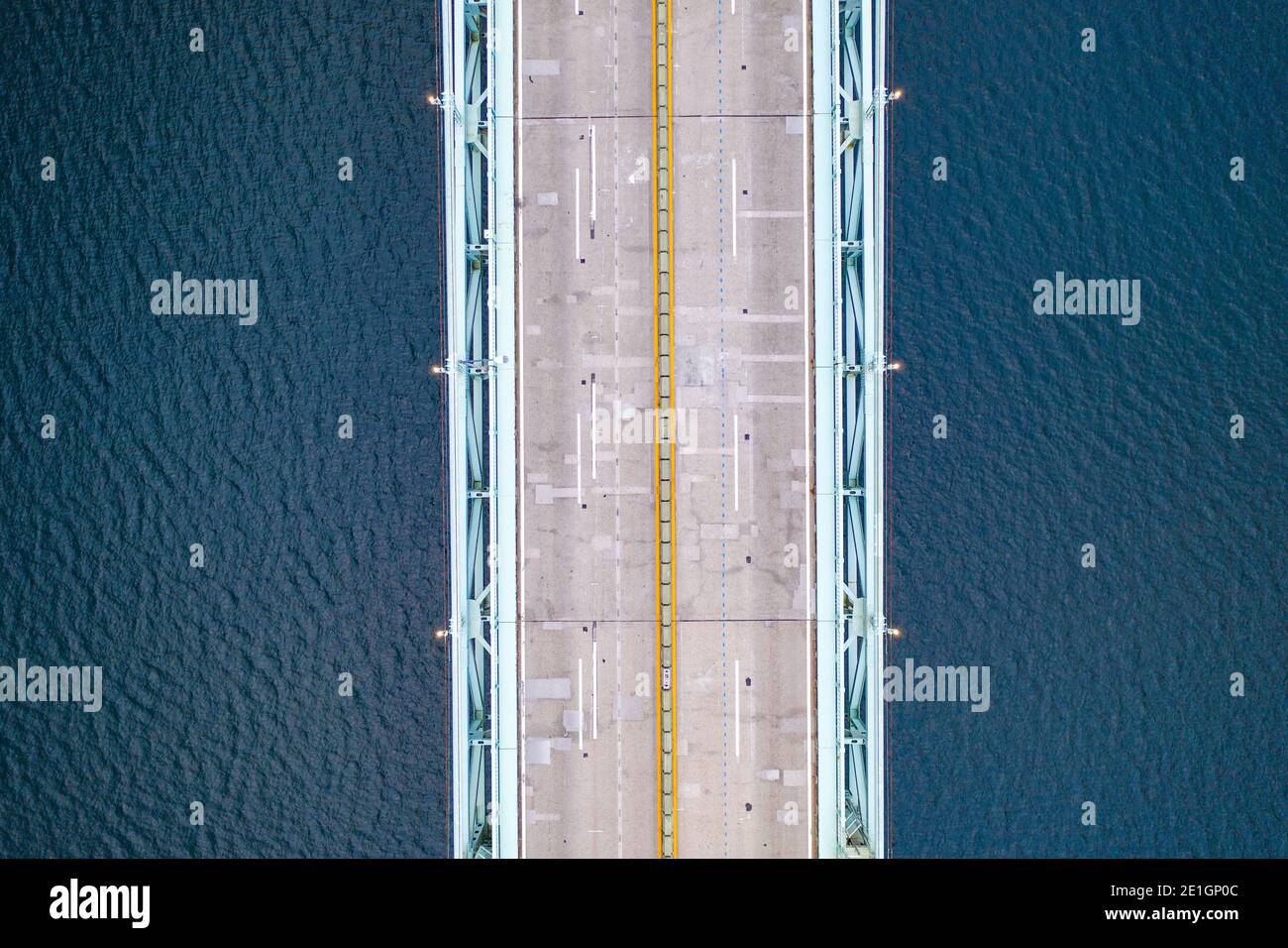 The Claiborne Pell Bridge is among the longest suspension bridges in the world located in Newport, RI, USA. Stock Photo