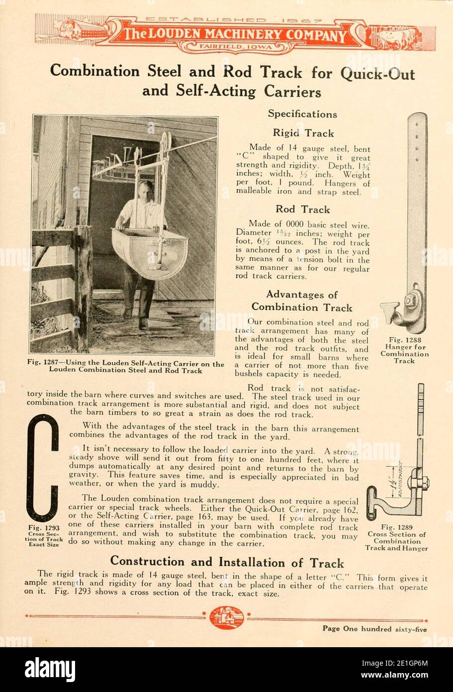 Louden hay unloading tools, barn and garage door hangers, dairy barn