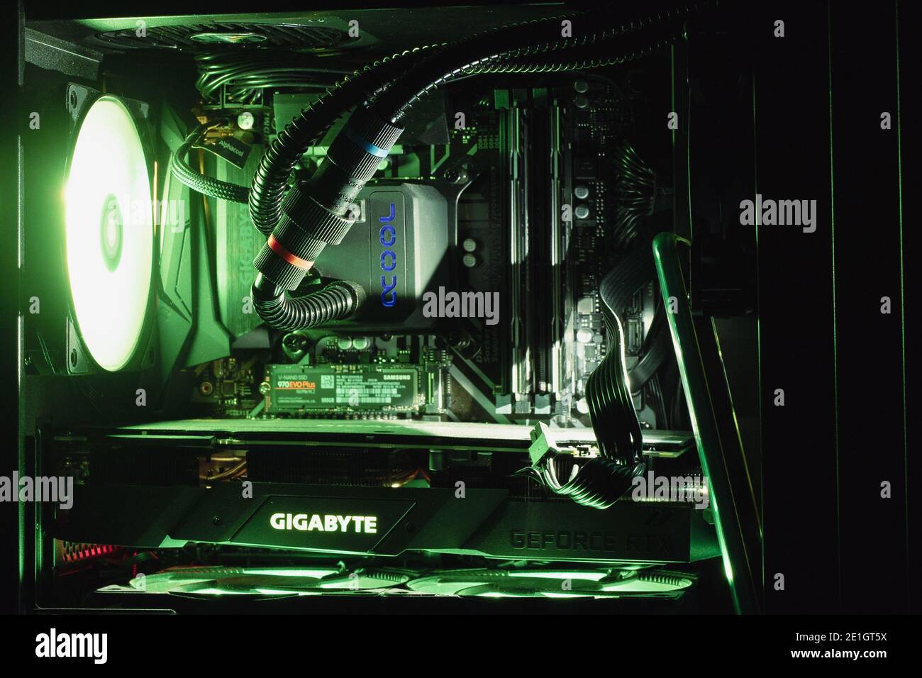 computer system processor. Components of gaming PC with RGB
