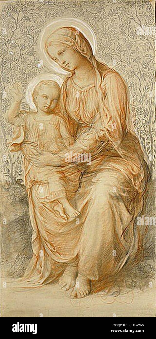 Louis Janmot - Vierge à l'Enfant. Stock Photo