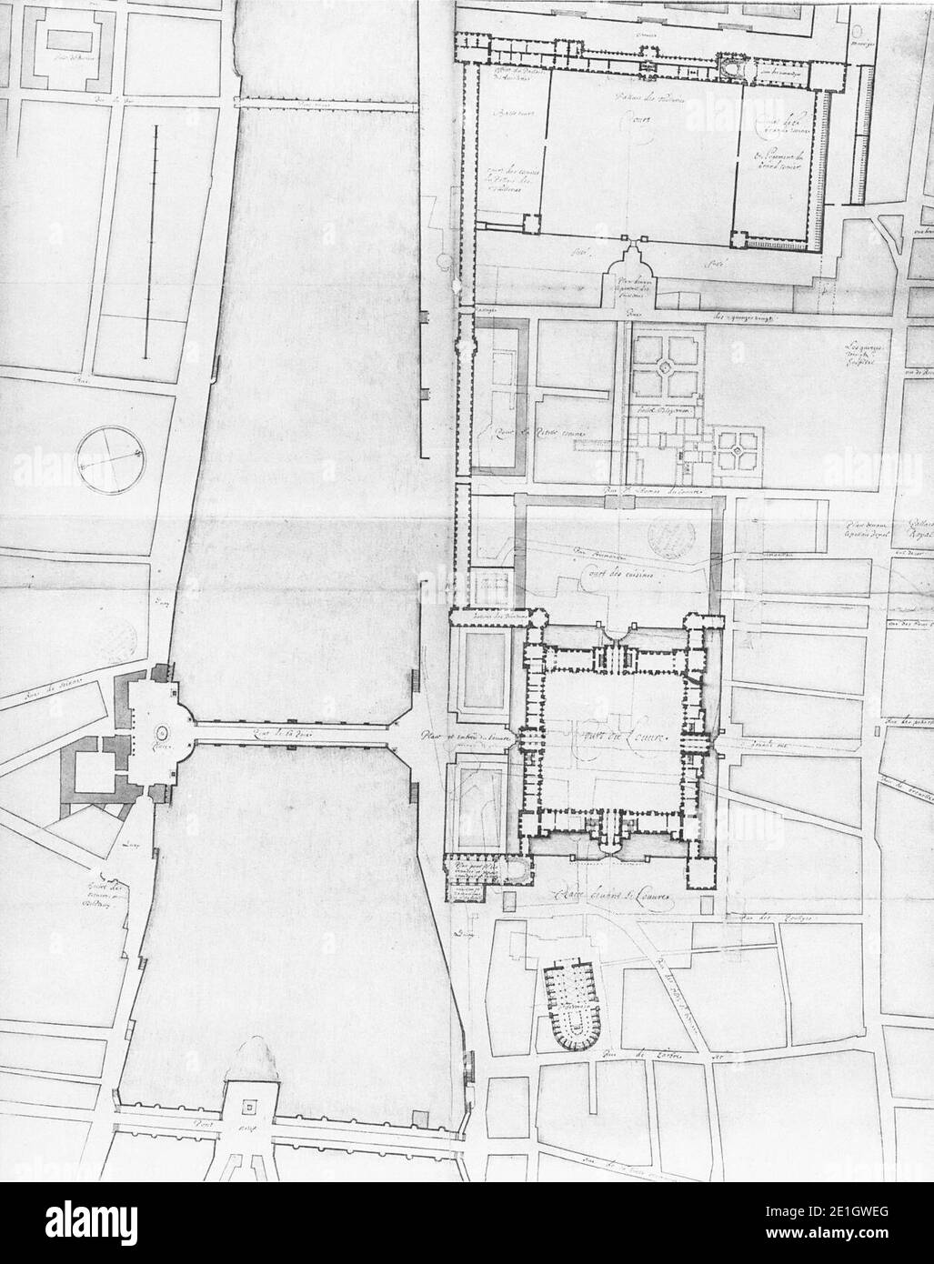 Louis Le Vau project general site plan of the Louvre and the Collège des Quatre-Nations - Ballon 1999 p35 (fig17). Stock Photo