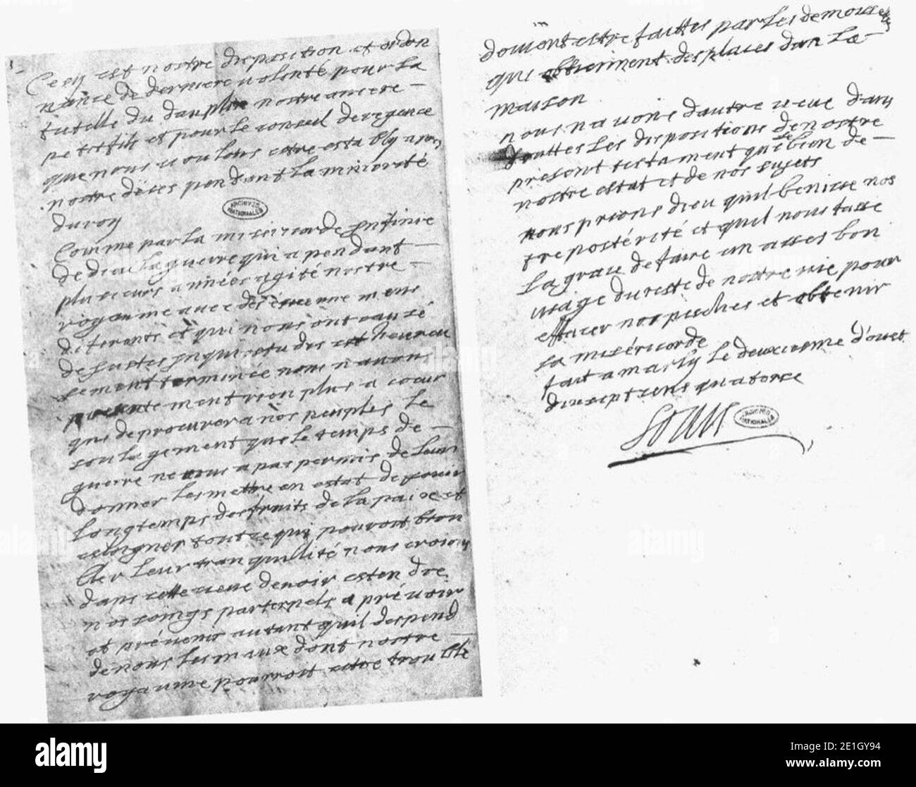 Louis XIV Testament. Stock Photo