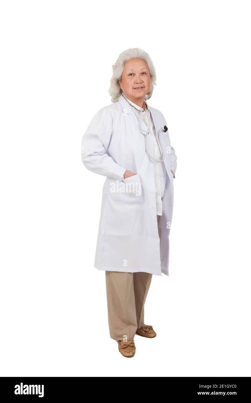Standing portrait of elderly senior female doctor high quality photo Stock Photo