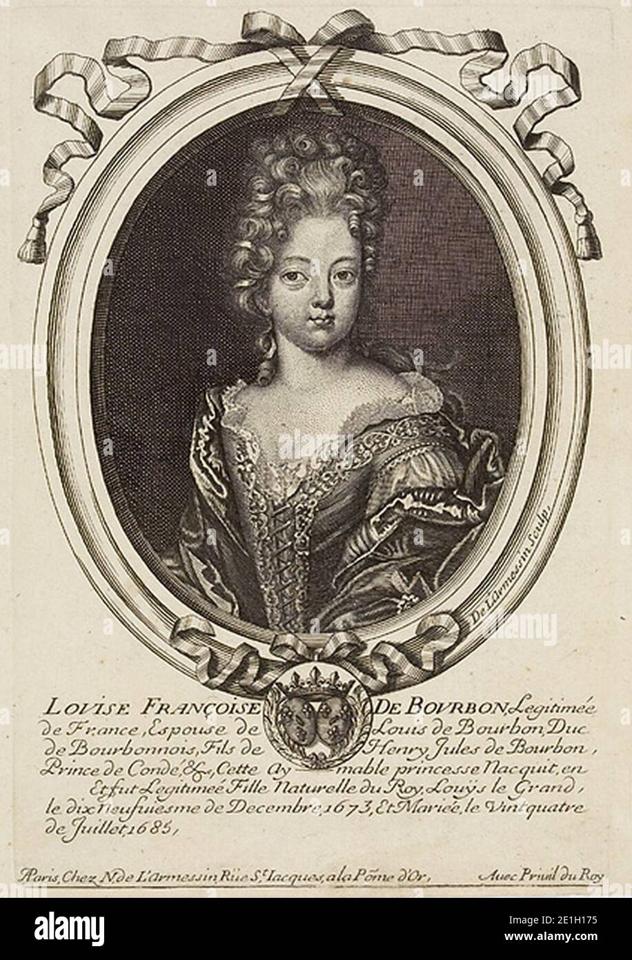 Louise-Françoise de Bourbon, Duchess of Bourbon; Nicolas (I) de Larmessin. Stock Photo
