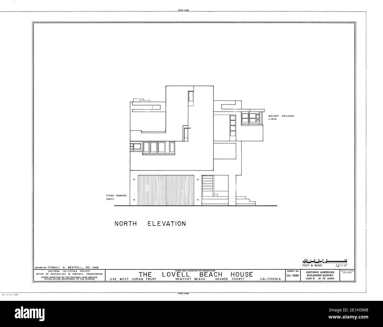 Lovell Beach House drawing2. Stock Photo