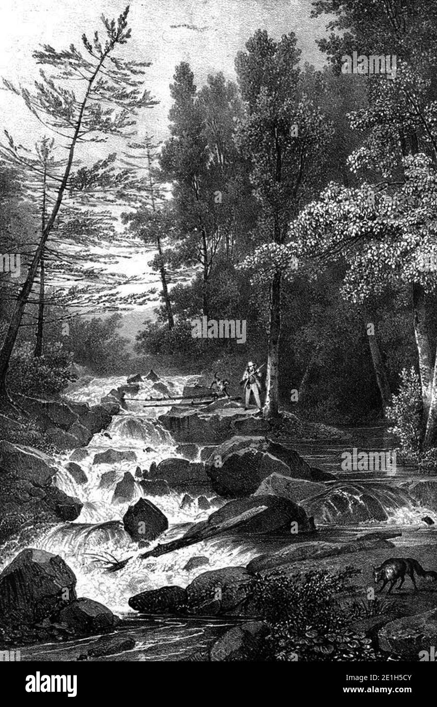 Lower Falls, Montgomery Place, by Milbert. Stock Photo