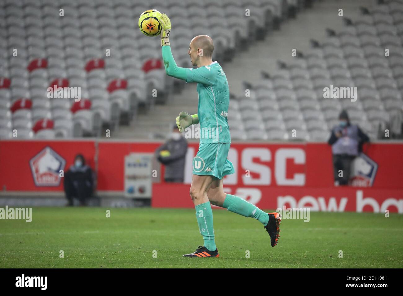 Paul BERNARDONI 1 goalkeeper Angers during the French championship Ligue 1 football match between Lille OSC and Angers SCO on  / LM Stock Photo