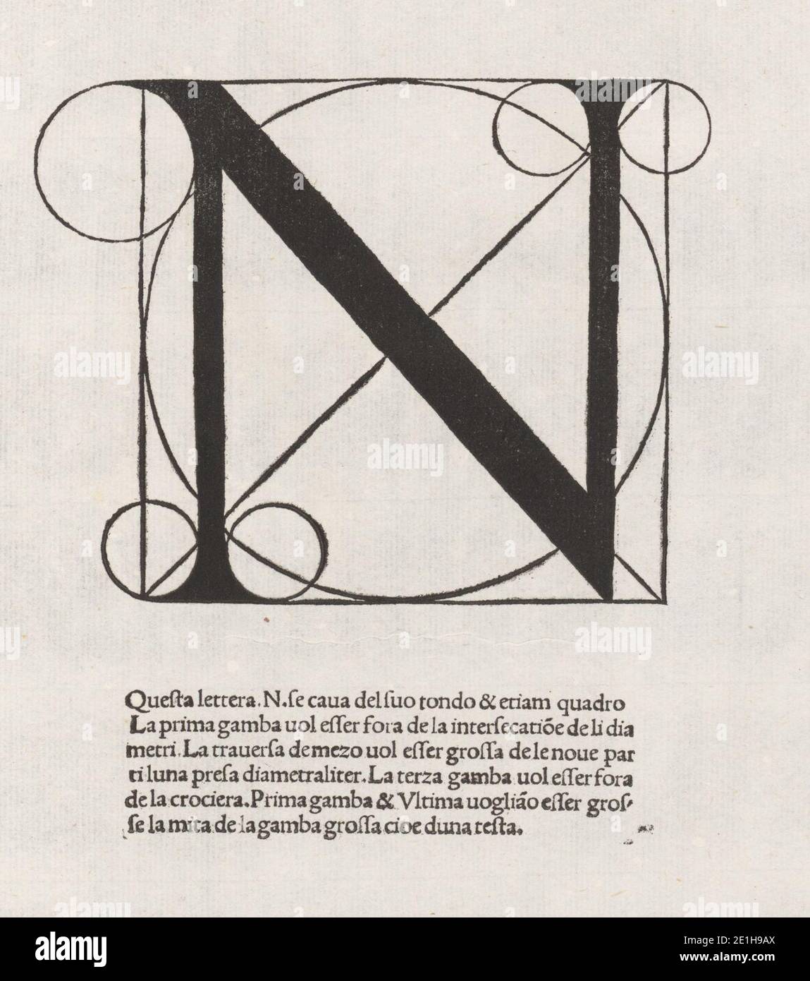 Luca Pacioli, De divina proportione, Letter N. Stock Photo