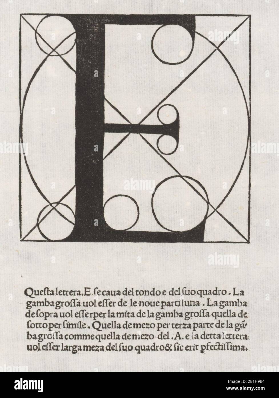 Luca Pacioli, De divina proportione, Letter E. Stock Photo