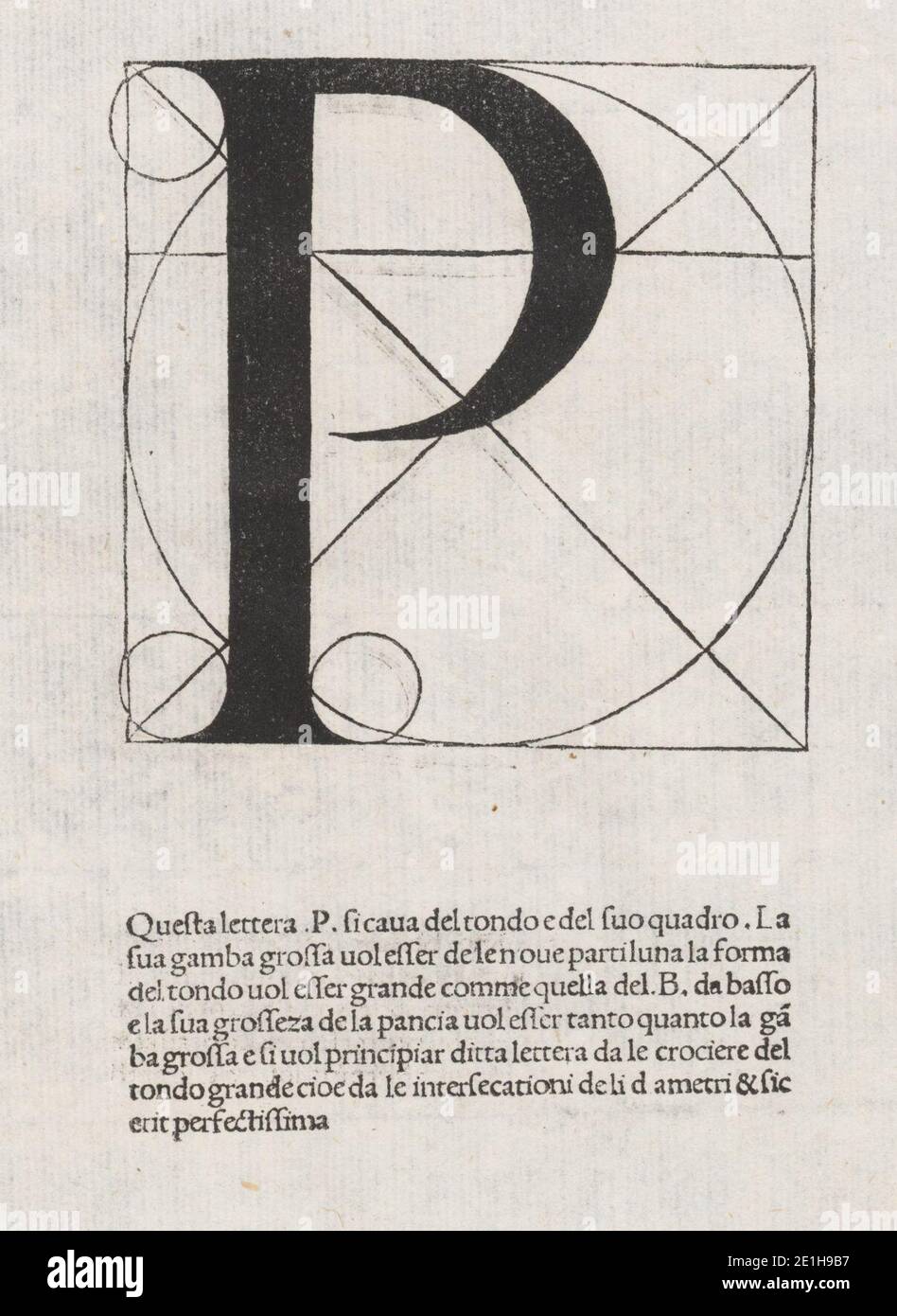 Luca Pacioli, De divina proportione, Letter P. Stock Photo