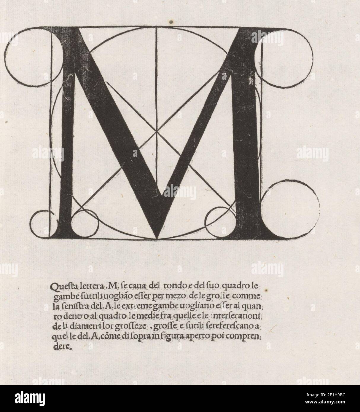 Luca Pacioli, De divina proportione, Letter M. Stock Photo