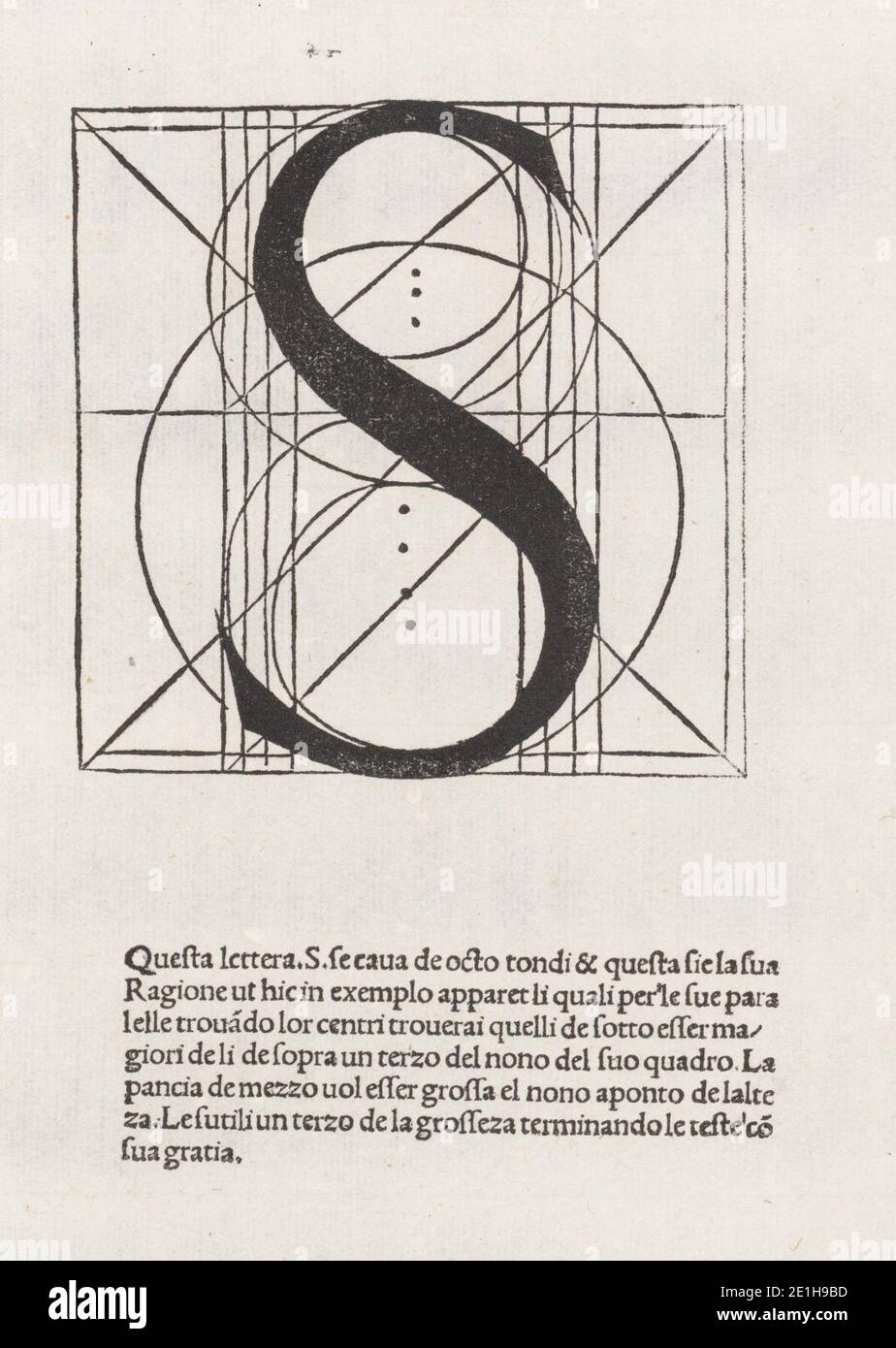 Luca Pacioli, De divina proportione, Letter S. Stock Photo