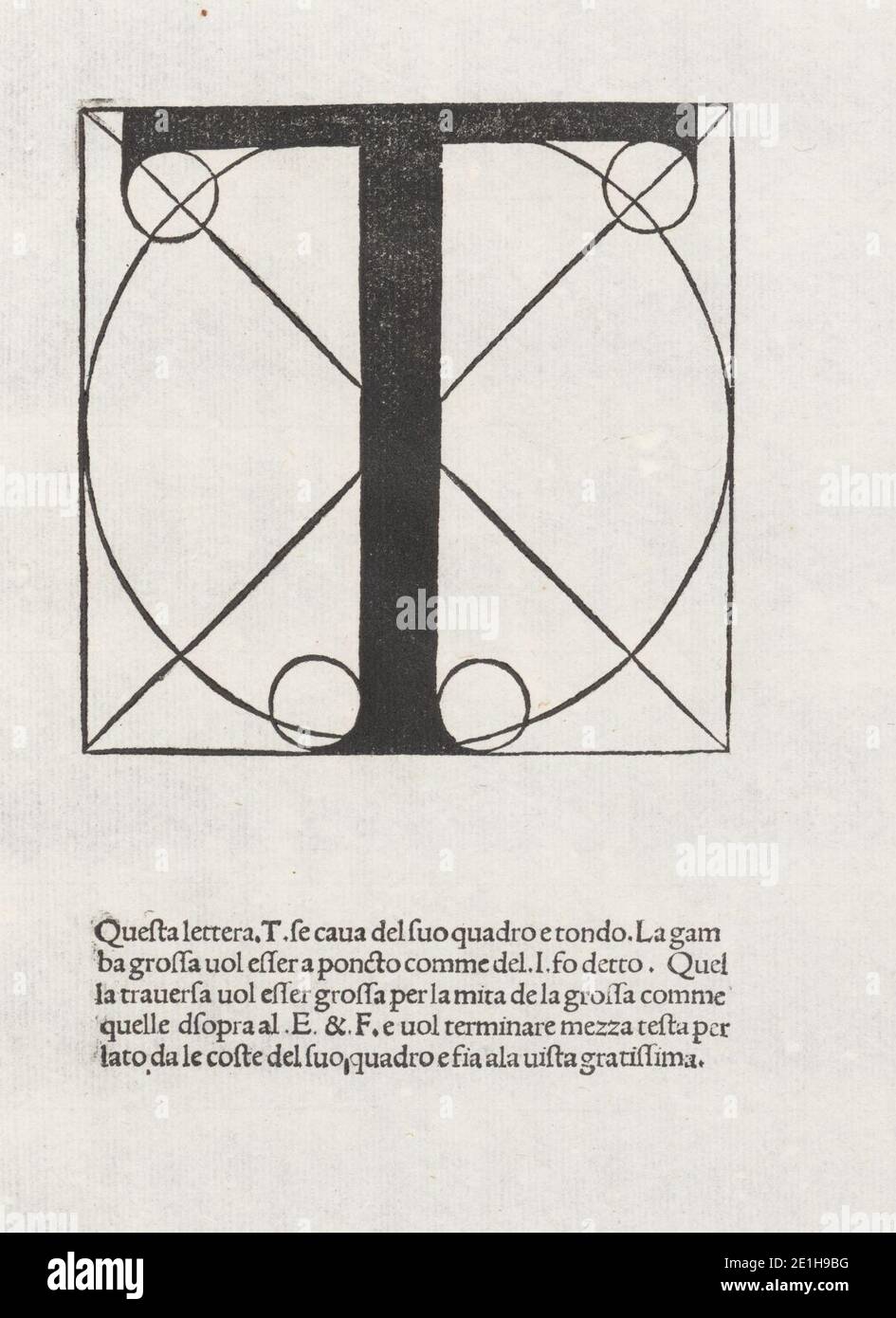 Luca Pacioli, De divina proportione, Letter T. Stock Photo