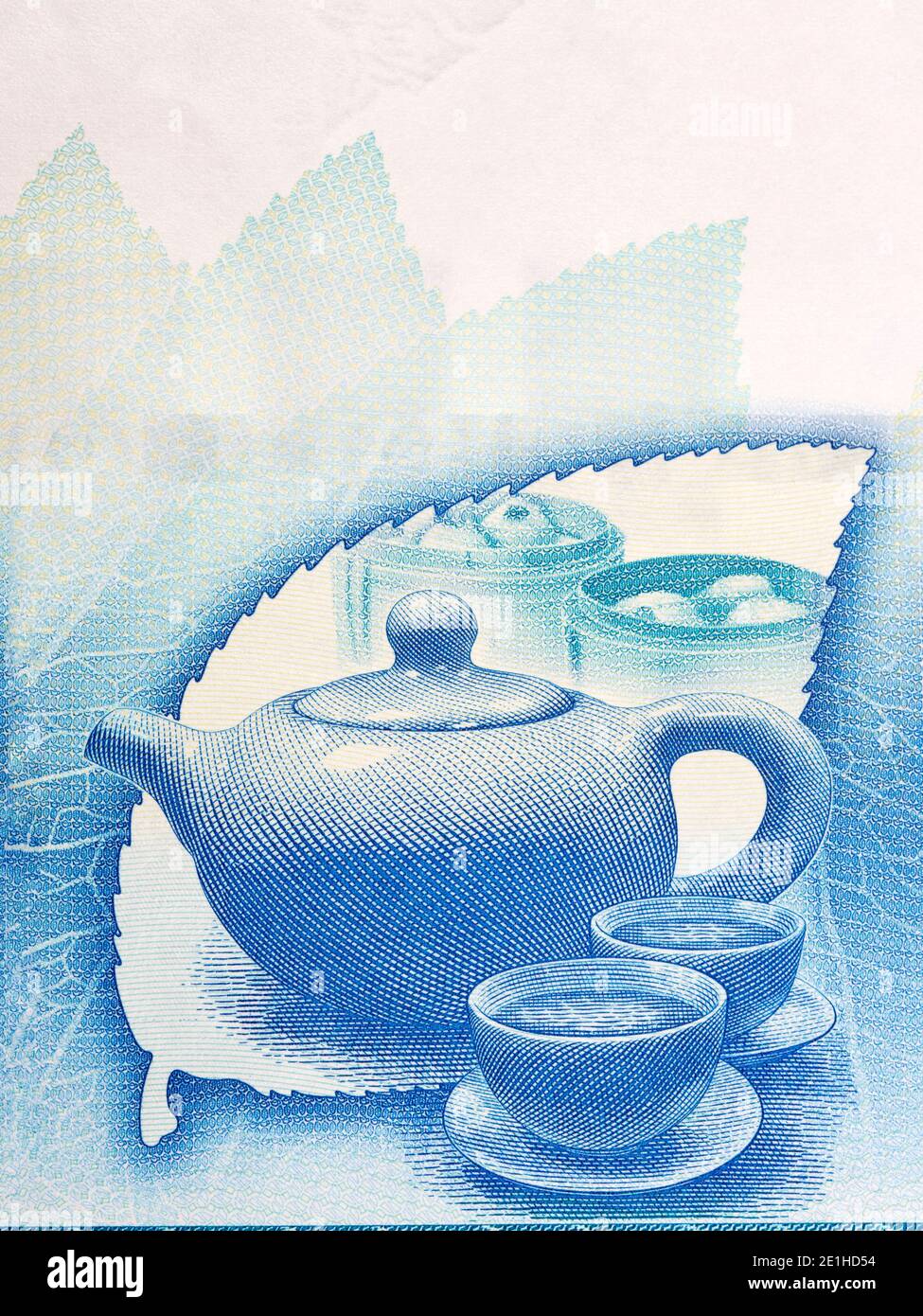 Traditional tea drinking set from Hong Kong money Stock Photo Alamy