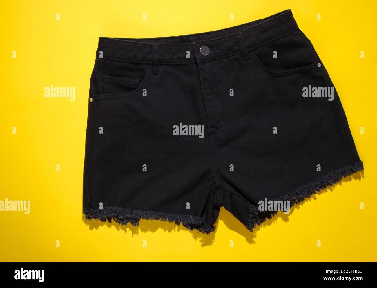 Black denim short shorts hires stock photography and images Alamy
