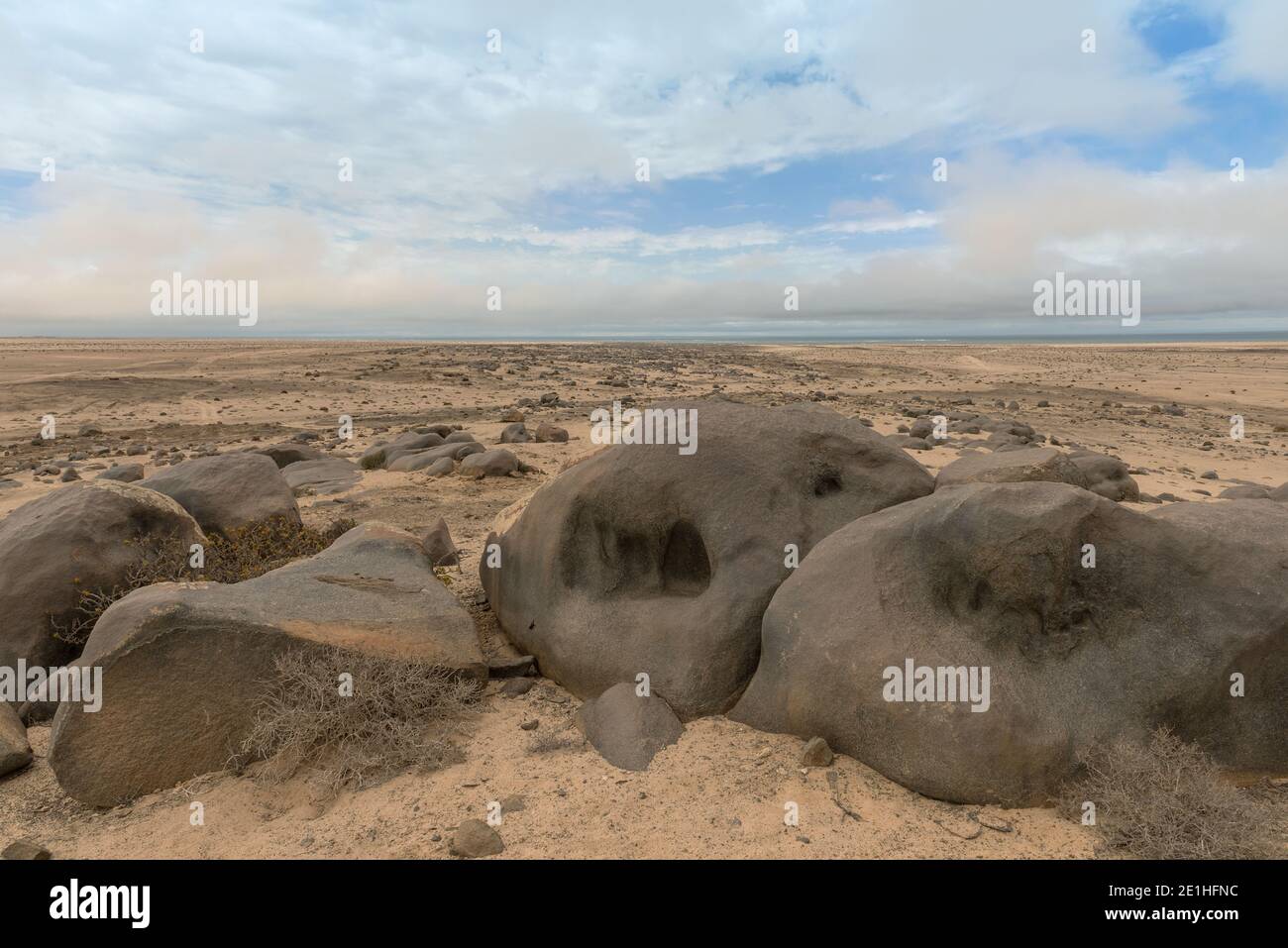 beautiful stony landscape in the Namib Desert near the Atlantic coast, Namibia Stock Photo