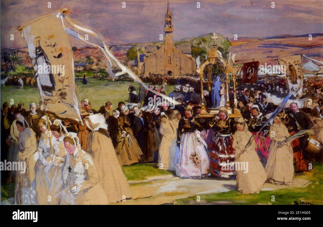 Lucien Simon - Procession au pardon de Sainte-Anne-la-Palud Stock Photo ...