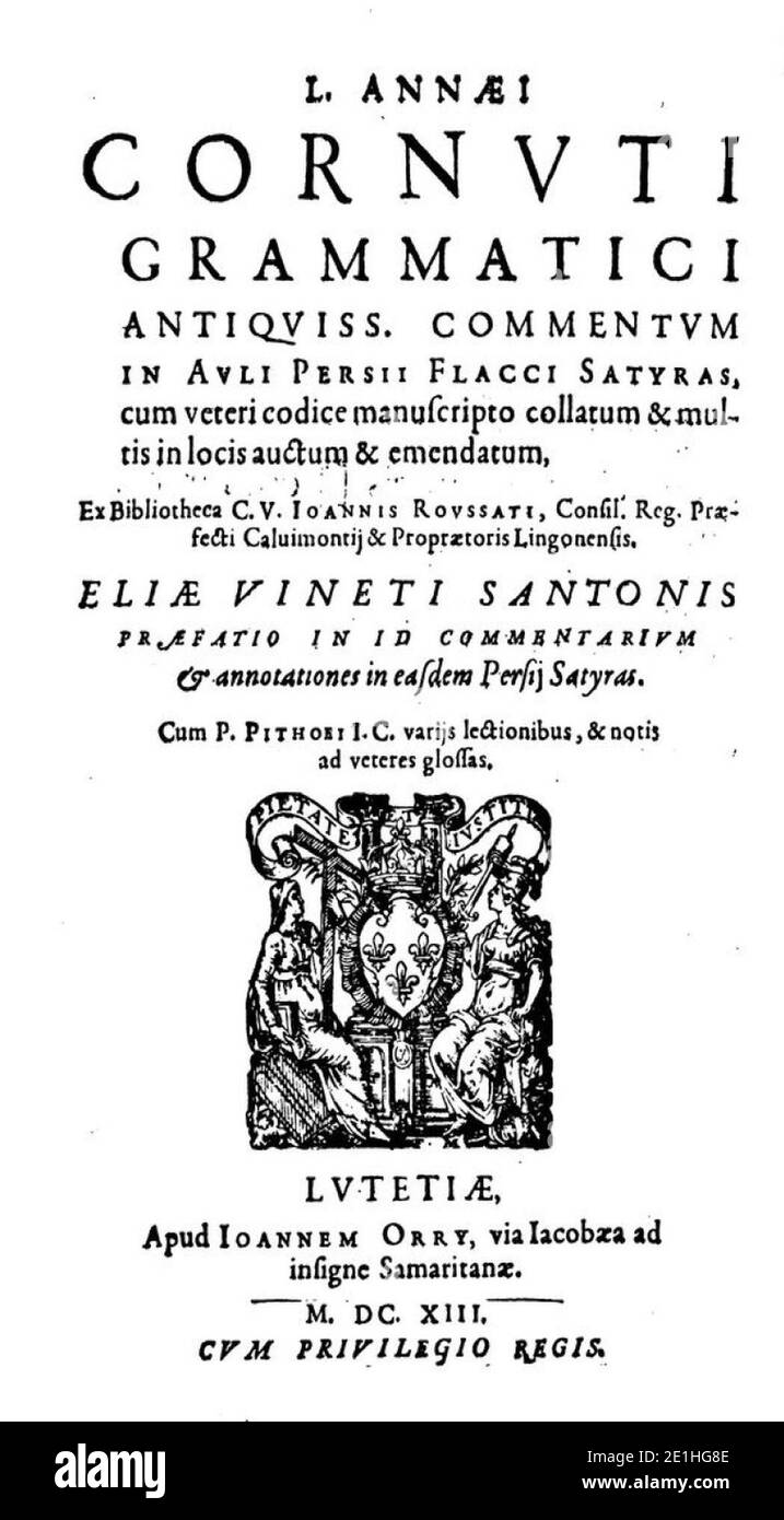 Lucius Annaeus Cornutus - Grammaire (1613). Stock Photo