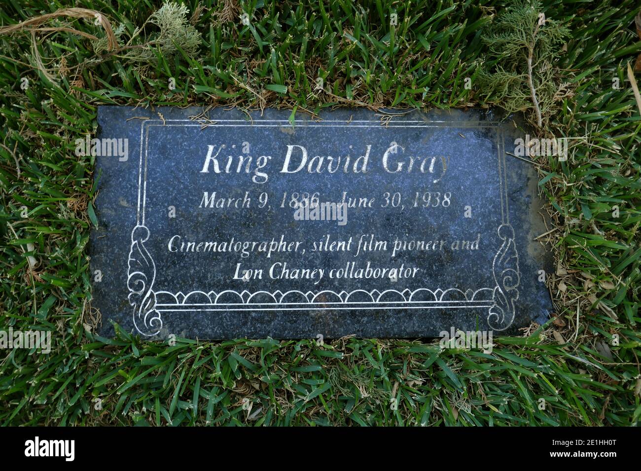 Hollywood, California, USA 30th December 2020 A general view of atmosphere of cinematographer King David Gray's Grave at Hollywood Forever Cemetery on December 30, 2020 in Hollywood, California, USA. Photo by Barry King/Alamy Stock Photo Stock Photo