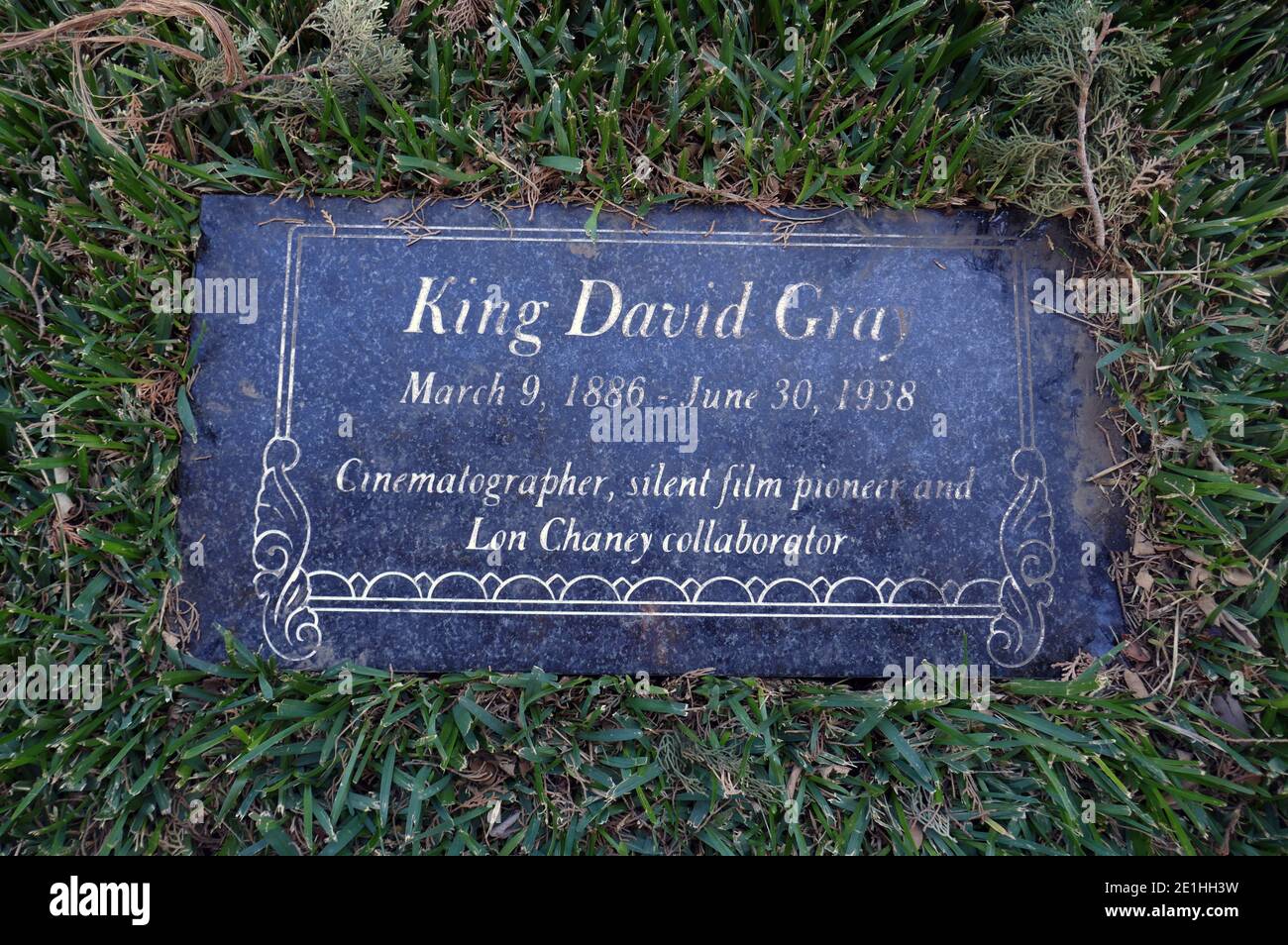Hollywood, California, USA 30th December 2020 A general view of atmosphere of cinematographer King David Gray's Grave at Hollywood Forever Cemetery on December 30, 2020 in Hollywood, California, USA. Photo by Barry King/Alamy Stock Photo Stock Photo