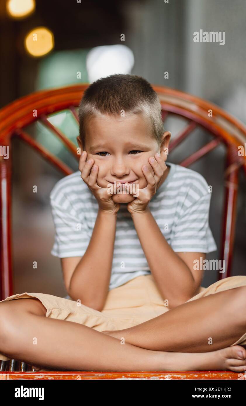 Outdoor portrait of a little cute boy Stock Photo - Alamy
