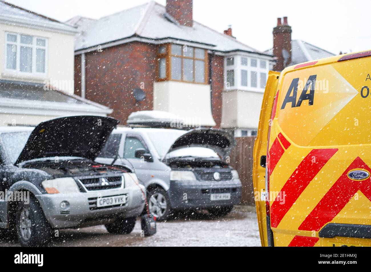 AA breakdown recovery vehicle attending a callout for a car with a