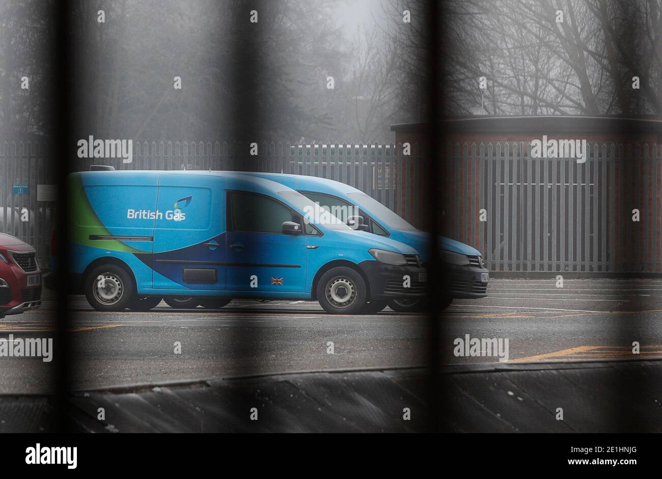 Leicester, Leicestershire, UK. 7th January 2021. British Gas vans stand