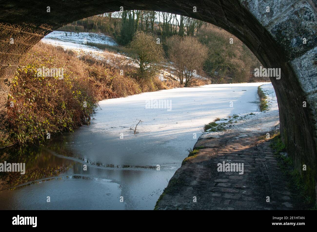 Winter on the Leeds to Liverpool Canal near Wheelton, Chorley, UK Stock Photo