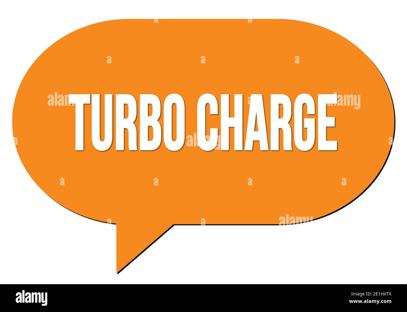 TURBO CHARGE text written in an orange speech bubble stamp Stock Photo