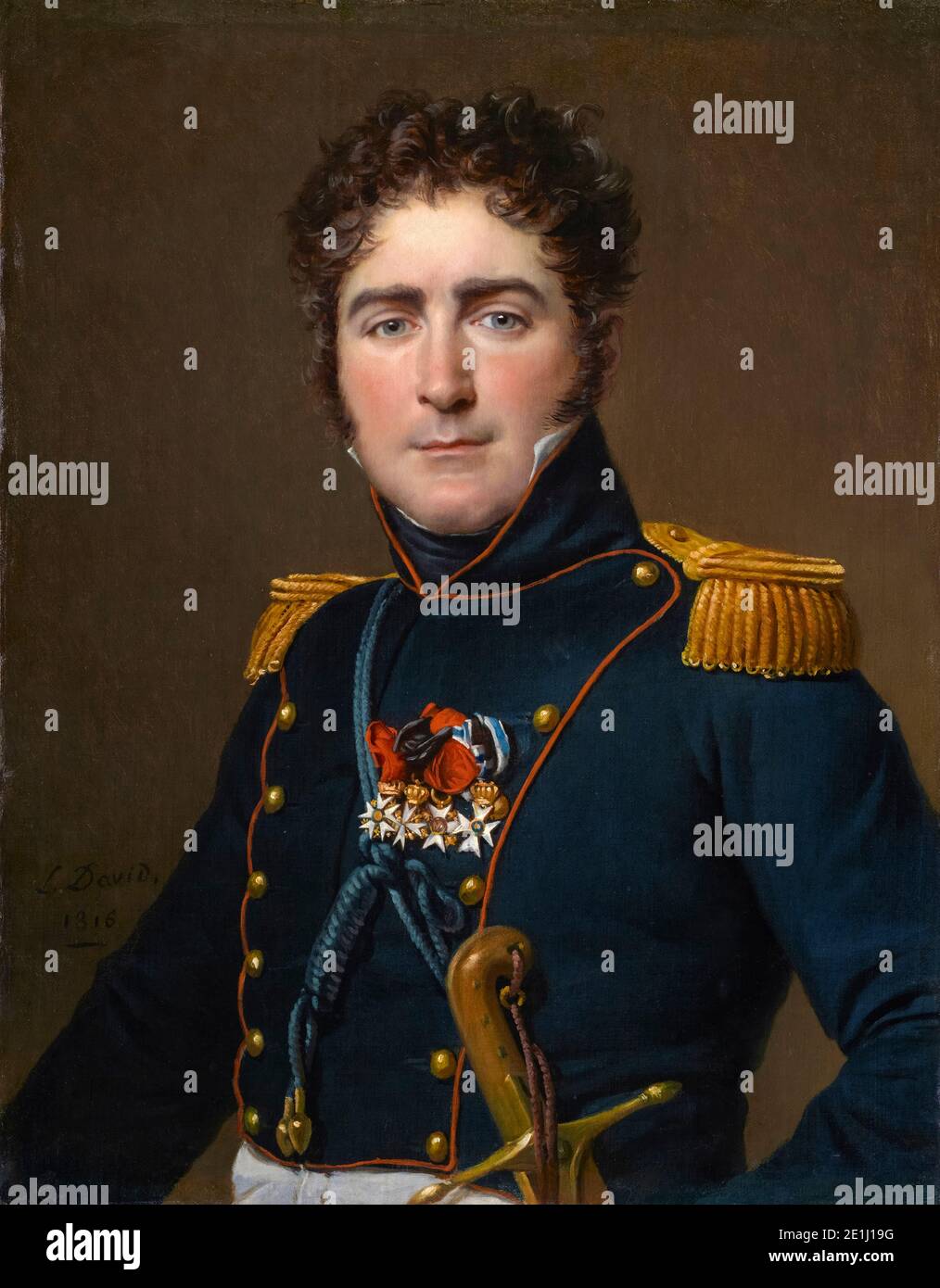 Comte Henri-Amédée-Mercure de Turenne-d'Aynac, portrait painting by Jacques-Louis David, 1816 Stock Photo