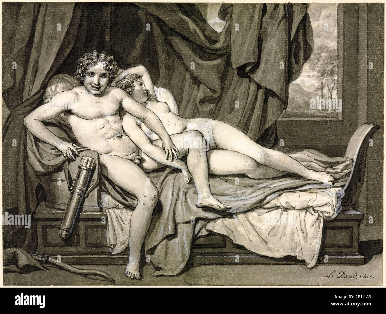 Jacques-Louis David, Cupid and Psyche, drawing, 1813 Stock Photo