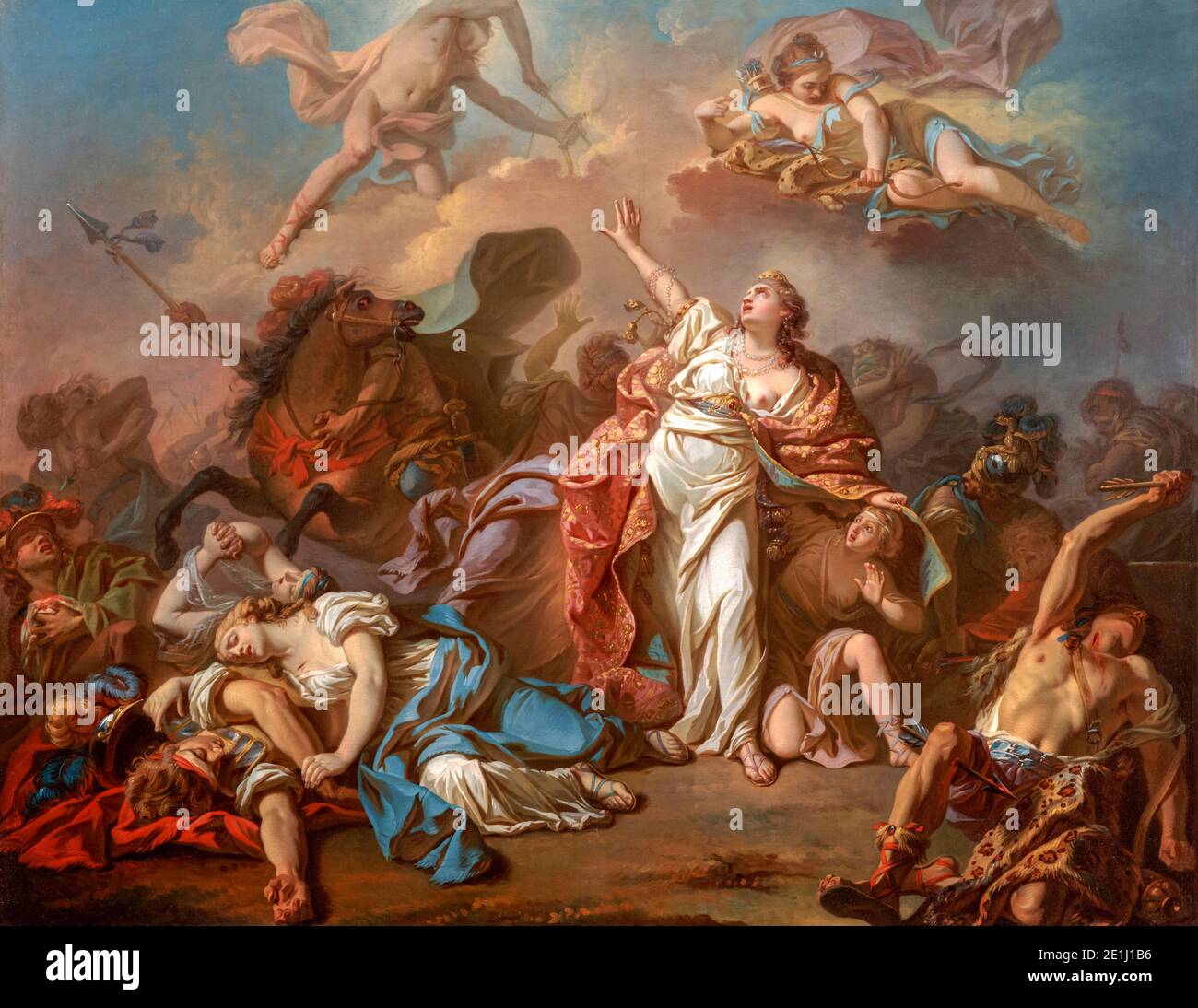 Apollo and Diana Attacking the Children of Niobe, painting by Jacques-Louis David, 1772 Stock Photo