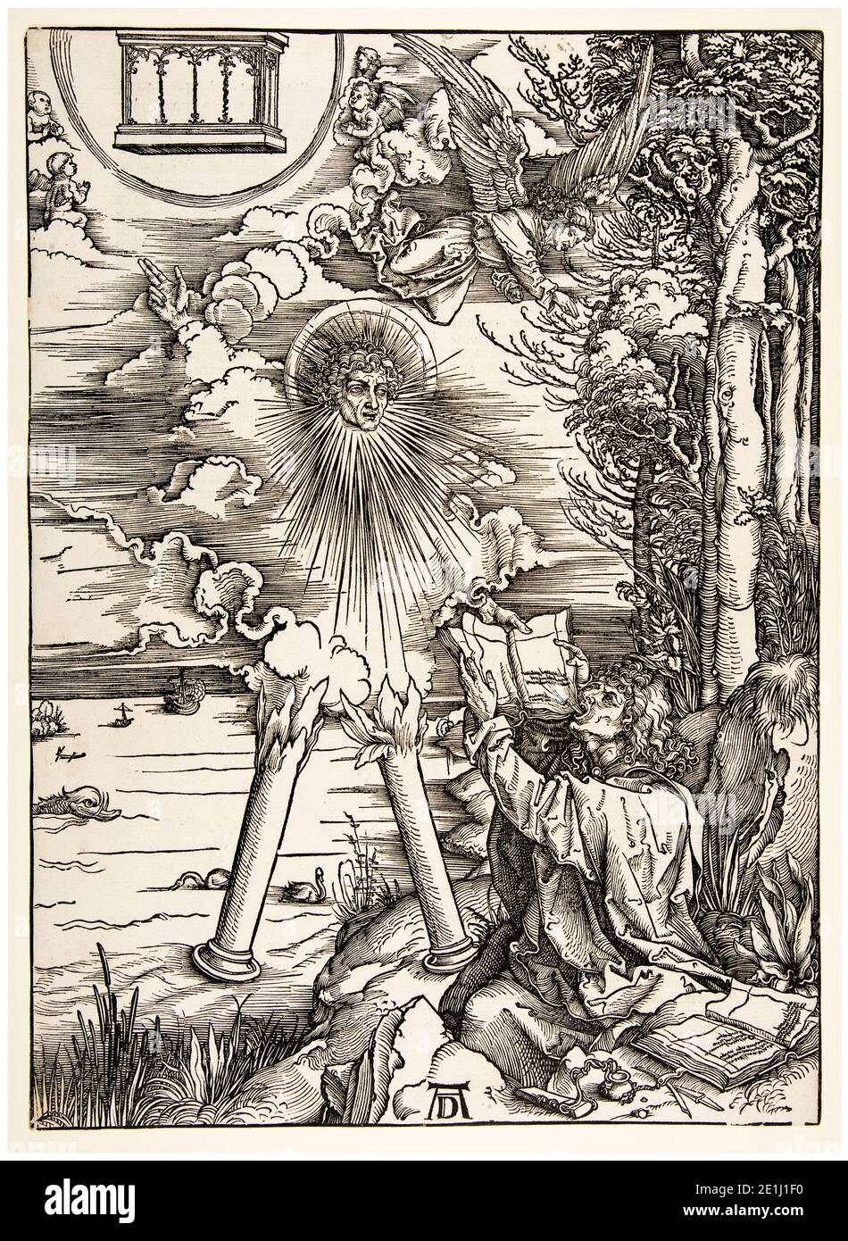 Albrecht Dürer, The Apocalypse: Saint John Devouring the Book, woodcut print, 1498 Stock Photo