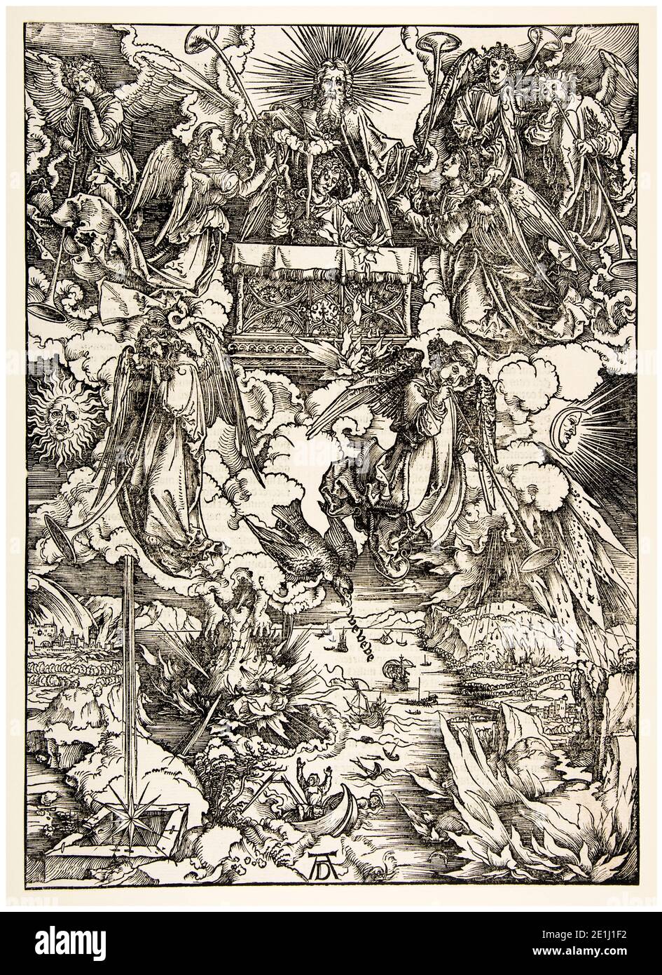 Albrecht Dürer, The Apocalypse: The Opening of the Seventh Seal, woodcut print, 1511 Stock Photo