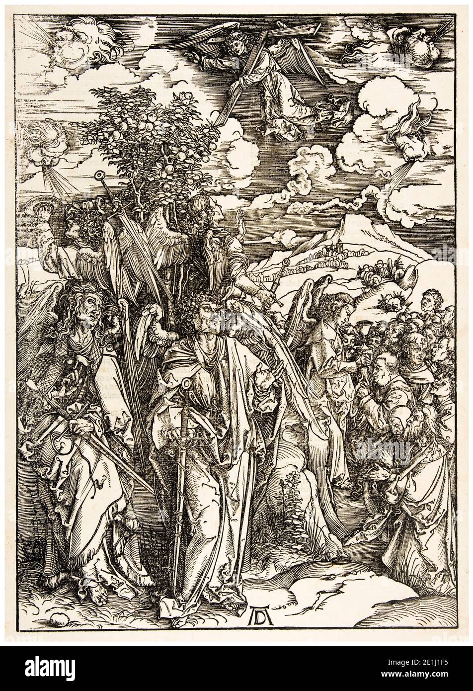 Albrecht Dürer, The Apocalypse: The Four Angels Holding the Winds, woodcut print, 1498 Stock Photo