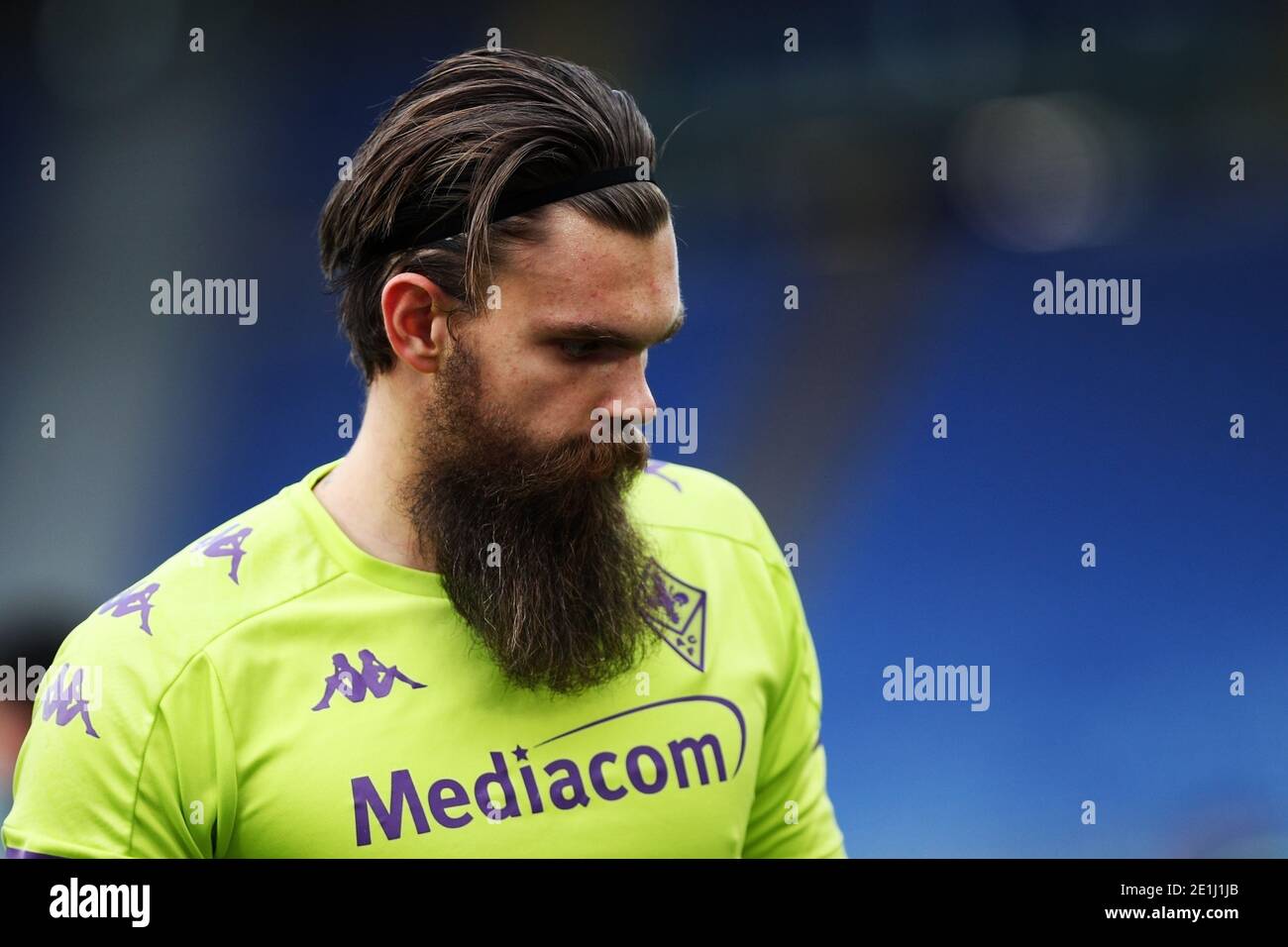Goalkeeper of Fiorentina Bartlomiej Dragowski reacts during the Italian championship Serie A football match between SS Lazio and ACF Fiorentina on January 6, 2021 at Stadio Olimpico in Rome, Italy - Photo Federico Proietti / DPPI / LM Stock Photo