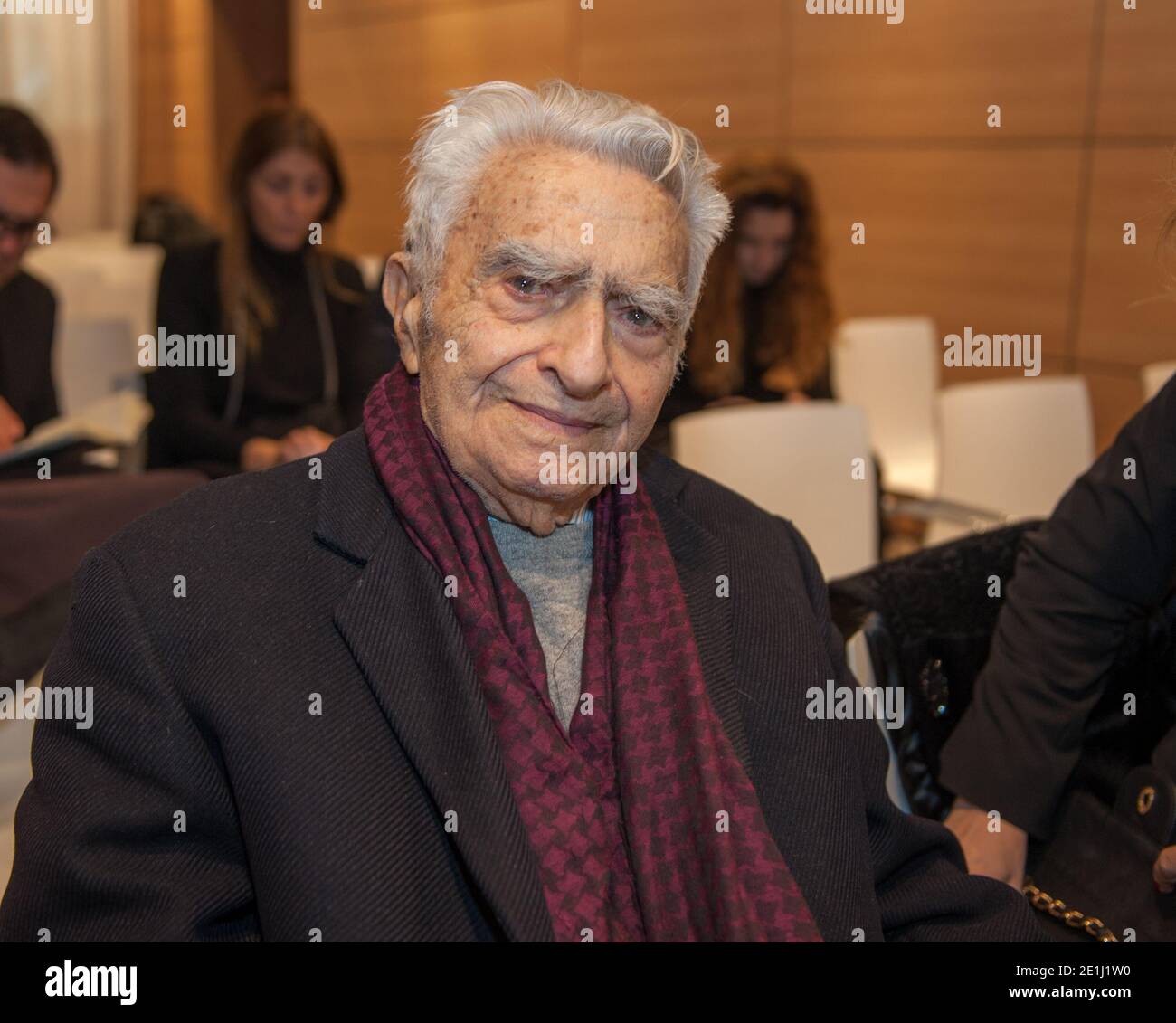 Turin, Italy, 02/03/2020 Bruno Segre, lawyer, journalist, anti-fascist, at the press conference for Carlo Verdone's film in Turin Stock Photo