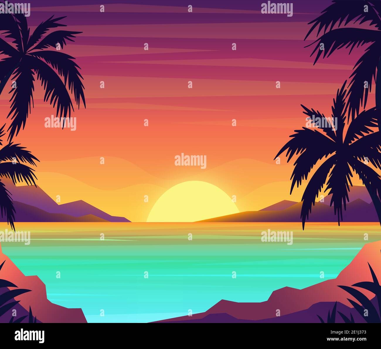 Beach sunset wallpaper, clipart Stock Photo - Alamy