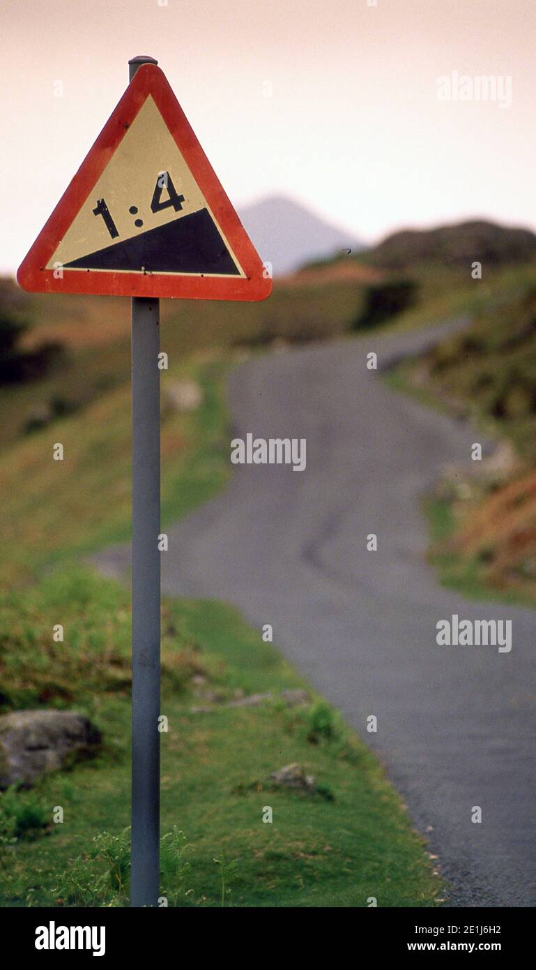 Steep Hill traffic signs in the Lake District of England Stock Photo ...