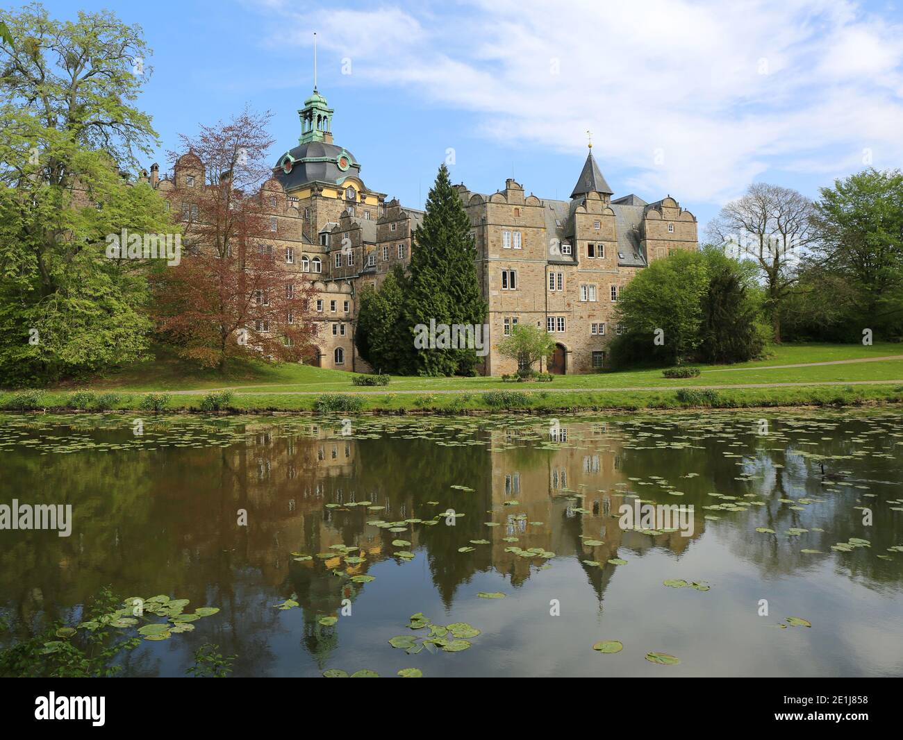 Buckeburg Palace with reflections in Buckeburg,Germany Stock Photo