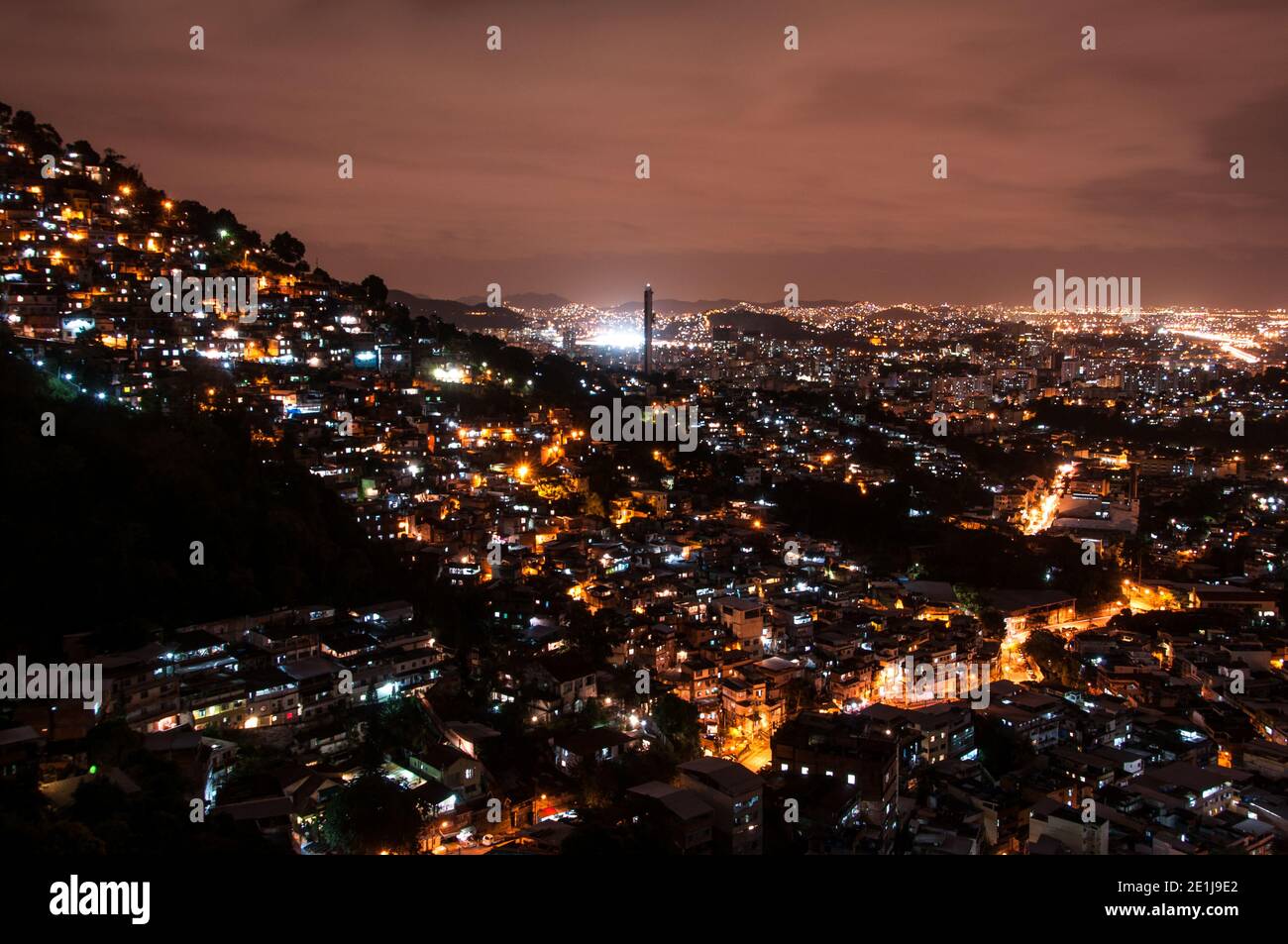 View of Fragile Residential Houses on the Hill in Rio de Janeiro at