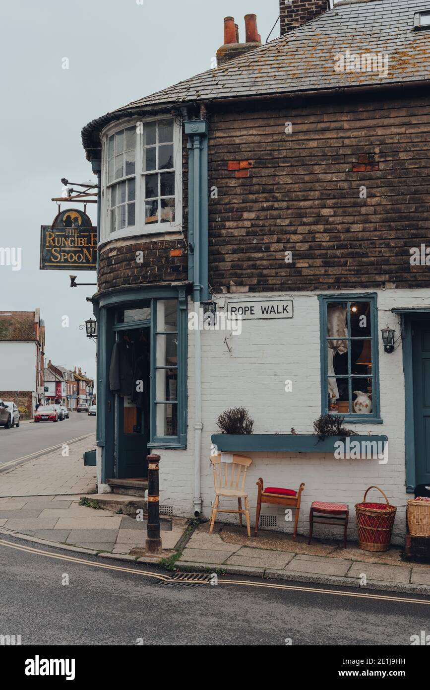 Rye, UK October 10, 2020 Second hand items on sale outside The