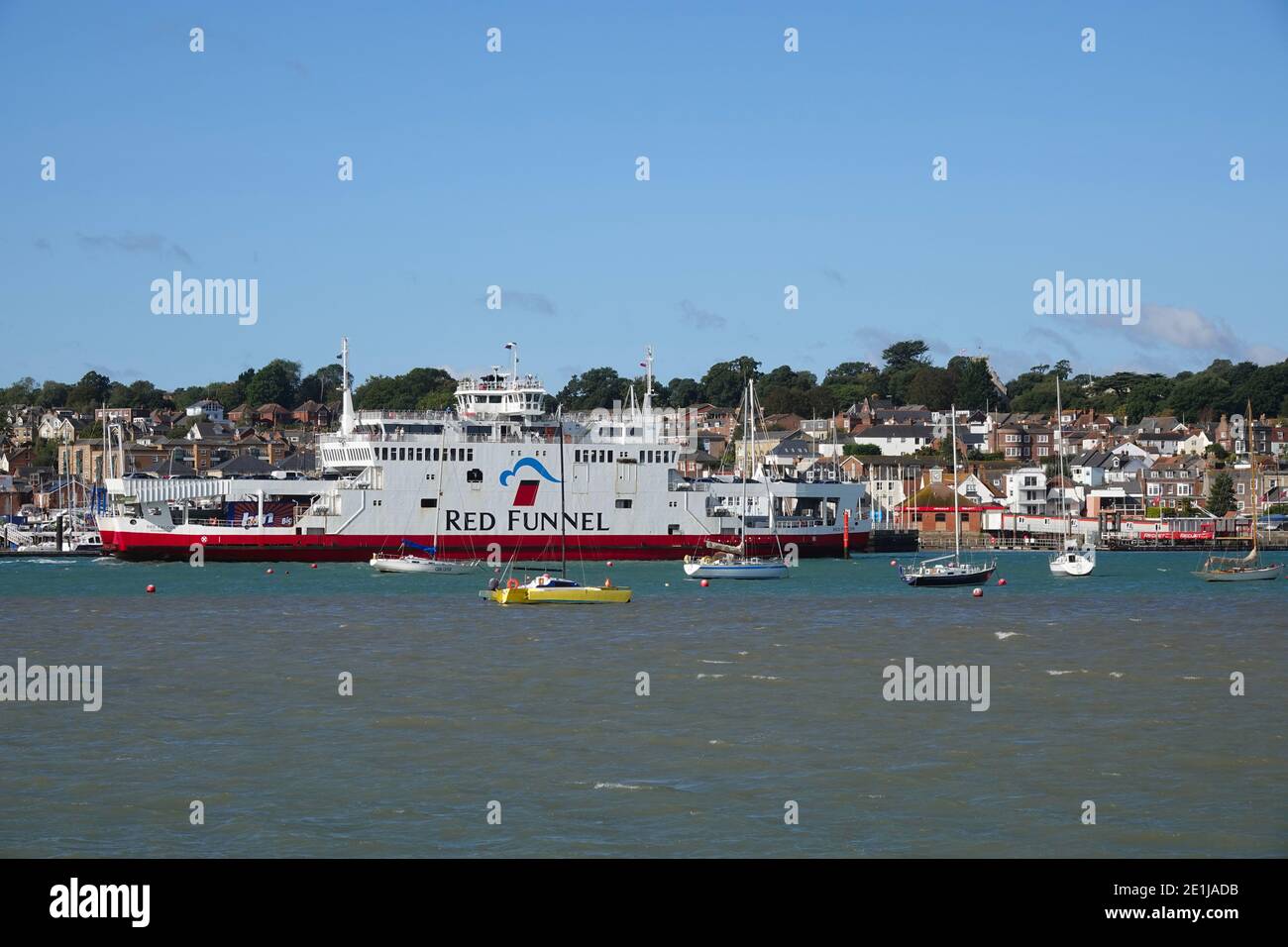 The Red Funnel car ferry Red Falcon leaving Cowes on the Isle of Wight in England, UK Stock Photo