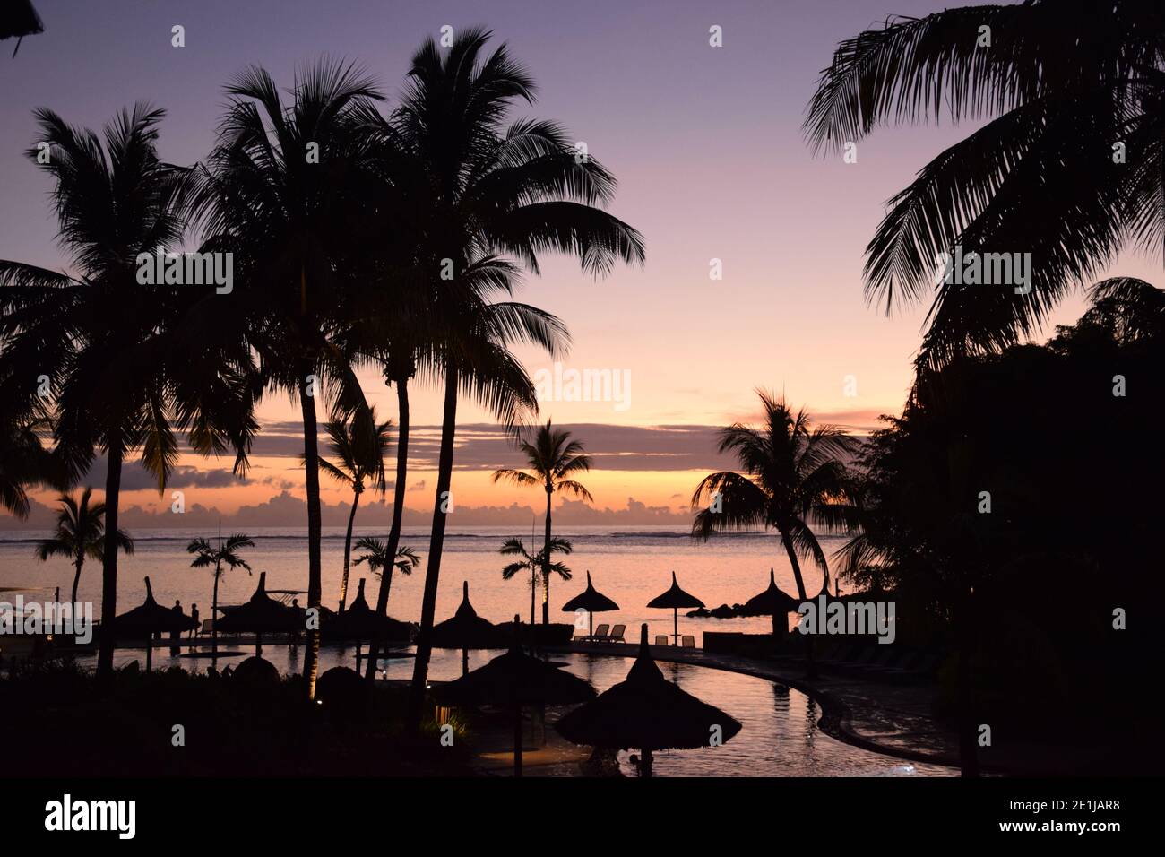 Sunset sky from Heritage Awali, Mauritius Stock Photo