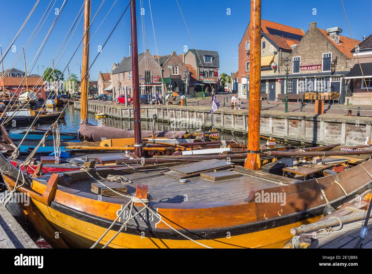 Wooden ships in the harbor of Spakenburg, Netherlands Stock Photo
