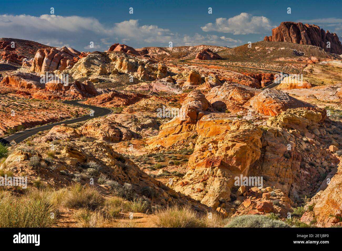 Sandstone rock formations at White Domes Road, in Valley of Fire State Park, Mojave Desert, Nevada, USA Stock Photo