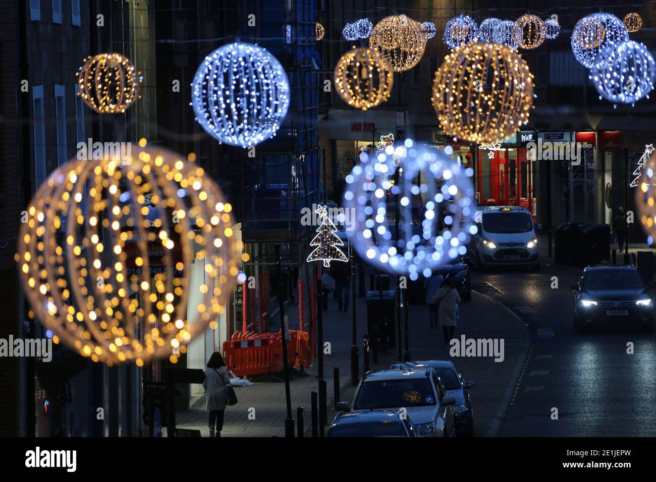 Ayr, Ayrshire, Scotland, UK. Christmas Lights and decorations Stock